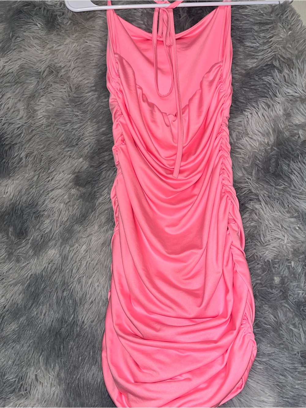SHEIN Neon Pink Ruched Strapless Dress